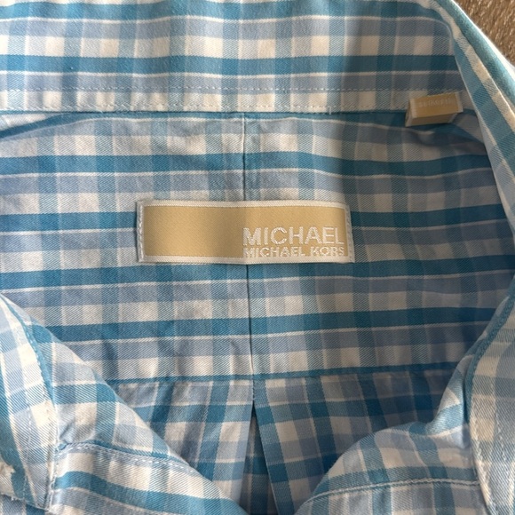 Michael Kors Men’s button up shirt. Dress shirt.  Size 16, 34/35.  Bright blue. - Picture 3 of 5